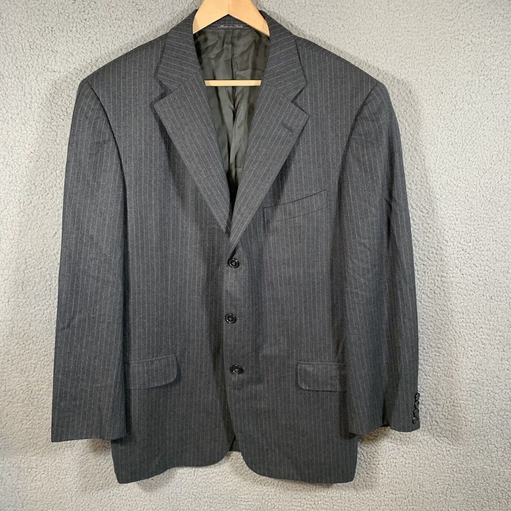 Ermenegildo Zegna Jacket Mens 44R Grey Pinstripe 100% Wool Blazer Made in Italy